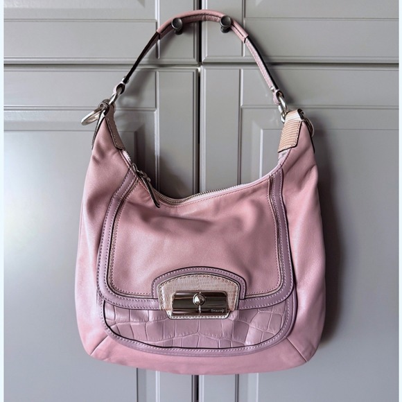 Coach Handbags - Coach VTG Kristin Spectator Croc Embossed Leather Flap Shoulder Bag 19310,Purple